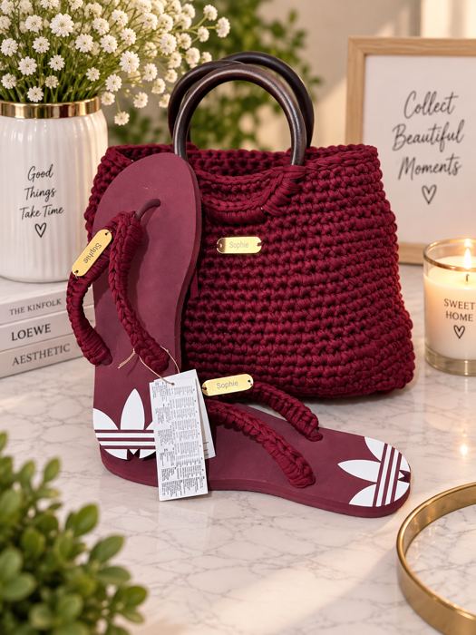 Burgundy Bag & Slippers Set