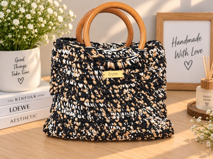 Monochrome Caramel Tote
