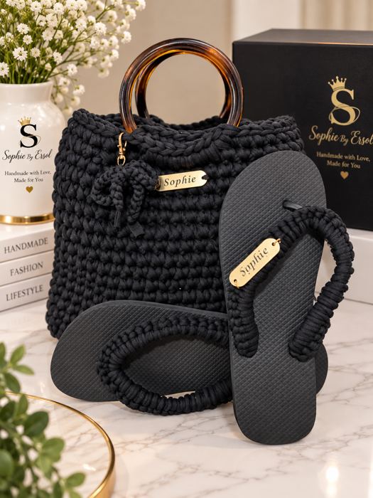Black Bag & Slippers Set