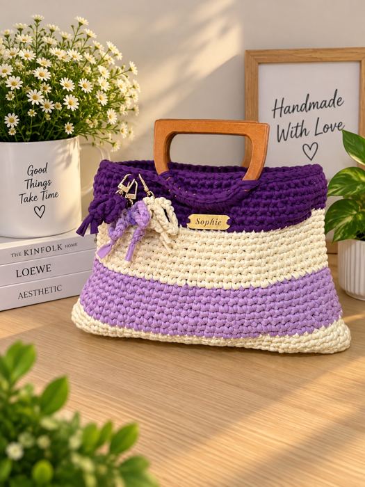 Purple & Cream Tote