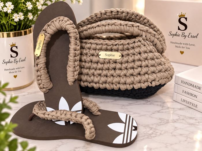 Taupe Bag & Slippers Set